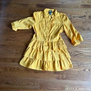 Antilia Femme Sunflower Yellow Tiered Ruffle Button Tunic
